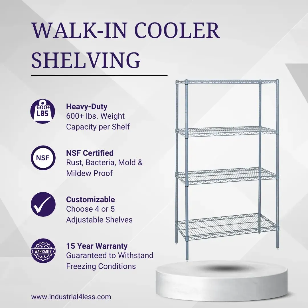 21" x 48" Walk In Cooler and Freezer Wire Shelving Unit