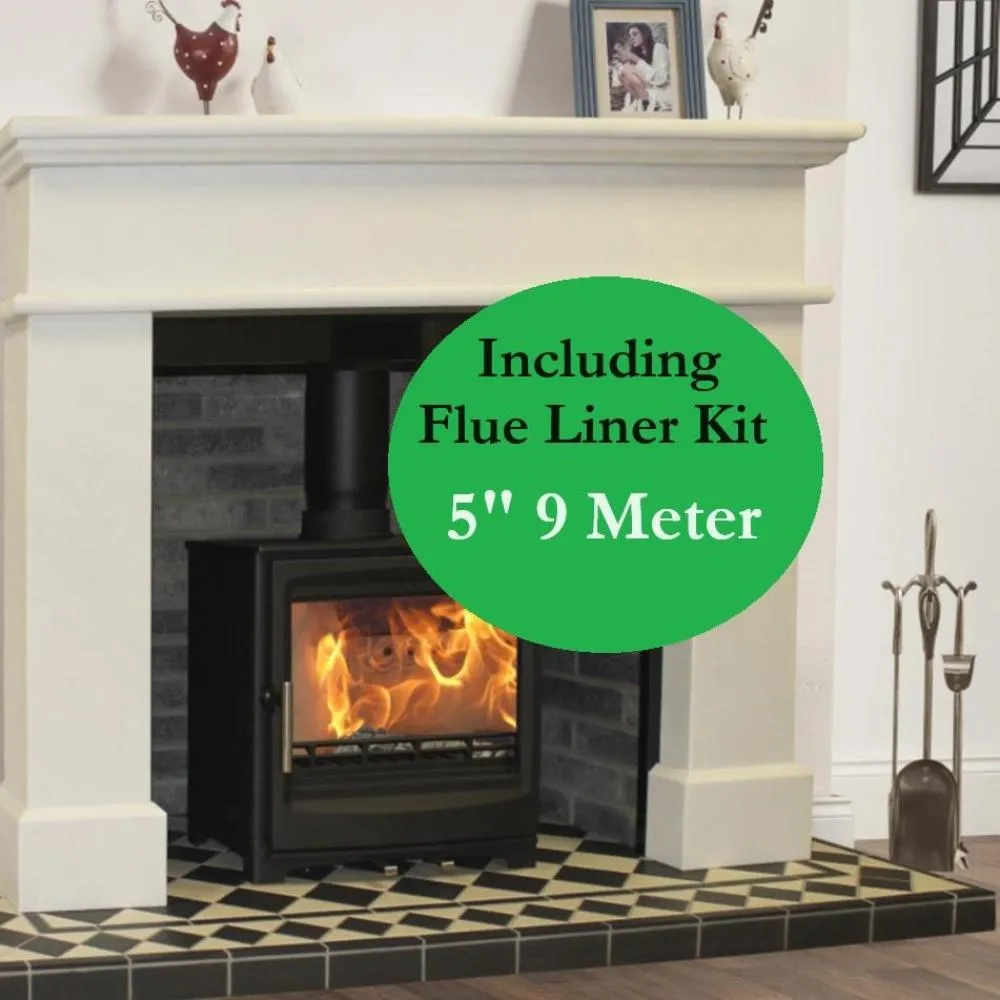 5kw Solid Fuel Stove & Chimney Lining Flue Kit Bundle  - San Remo Wide Stove Bundle