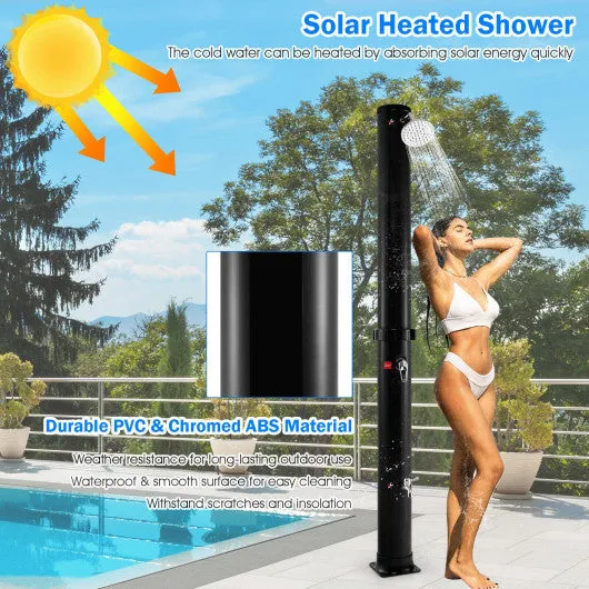 7.2 Feet Solar-Heated Outdoor Shower with Free-Rotating Shower Head-Black