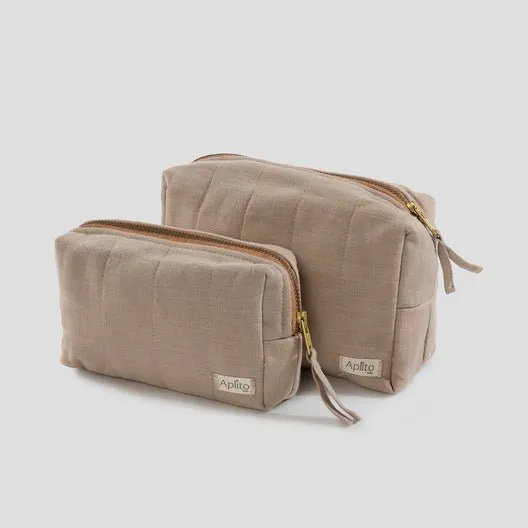 Aplito Georgian Toiletry Bag Set In Beige (Set of 2)