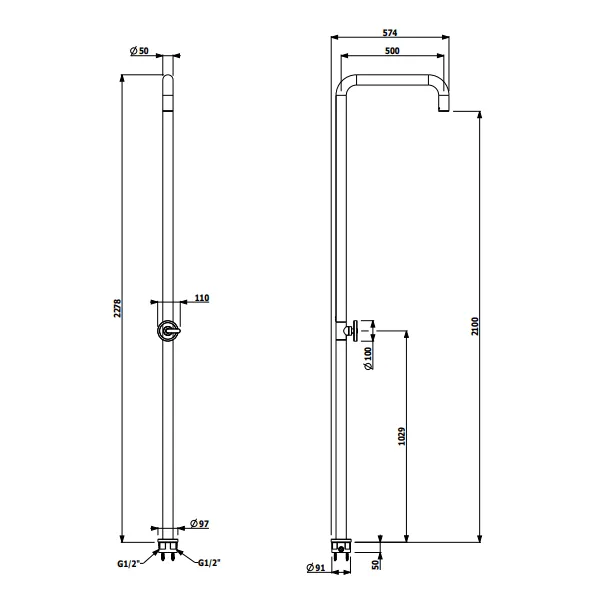 Armando Vicario Resort Outdoor Shower 316 Stainless Steel Chrome