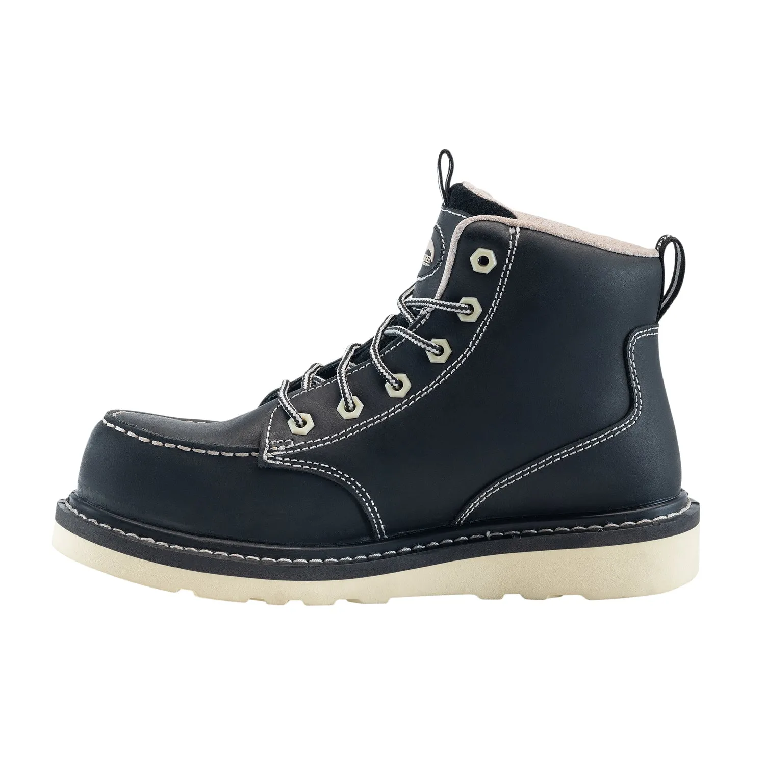 Avenger Womens Mid Wedge Black Leather Work Boots