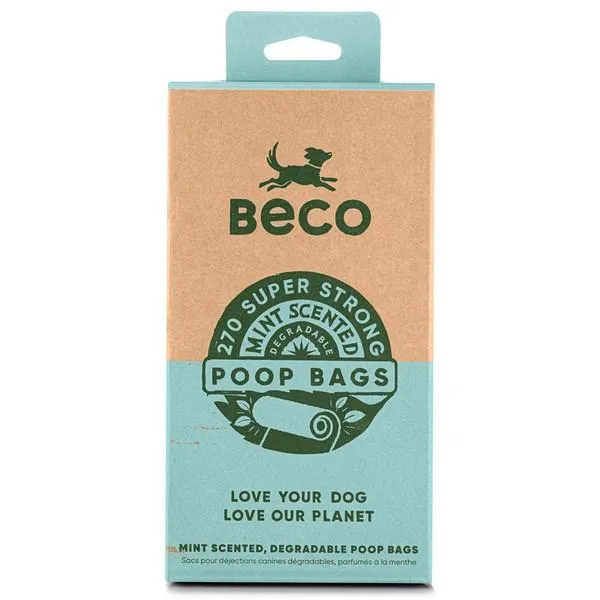 Beco Mint Scented Degradable 270 Poop Bags on 18 Refill Rolls