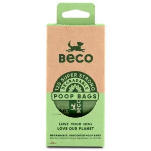 Beco Unscented Degradable 120 Poop Bags on 8 Refill Rolls