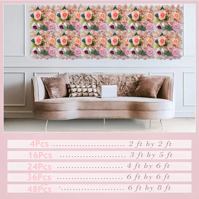 Bulk 10" x 10" Flower Wall Panels for Flower Wall Party Wedding Bridal & Baby Shower Photography Decoration Wholesale