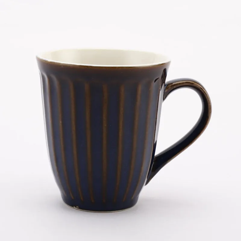 Ceramic Blue Gold Glazed Mugs | Set of 6