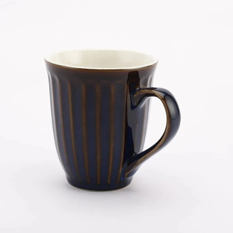 Ceramic Blue Gold Glazed Mugs | Set of 6