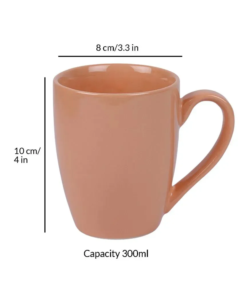 Coffee Ceramic Milk Mugs | Set Of 6 | 300 Ml