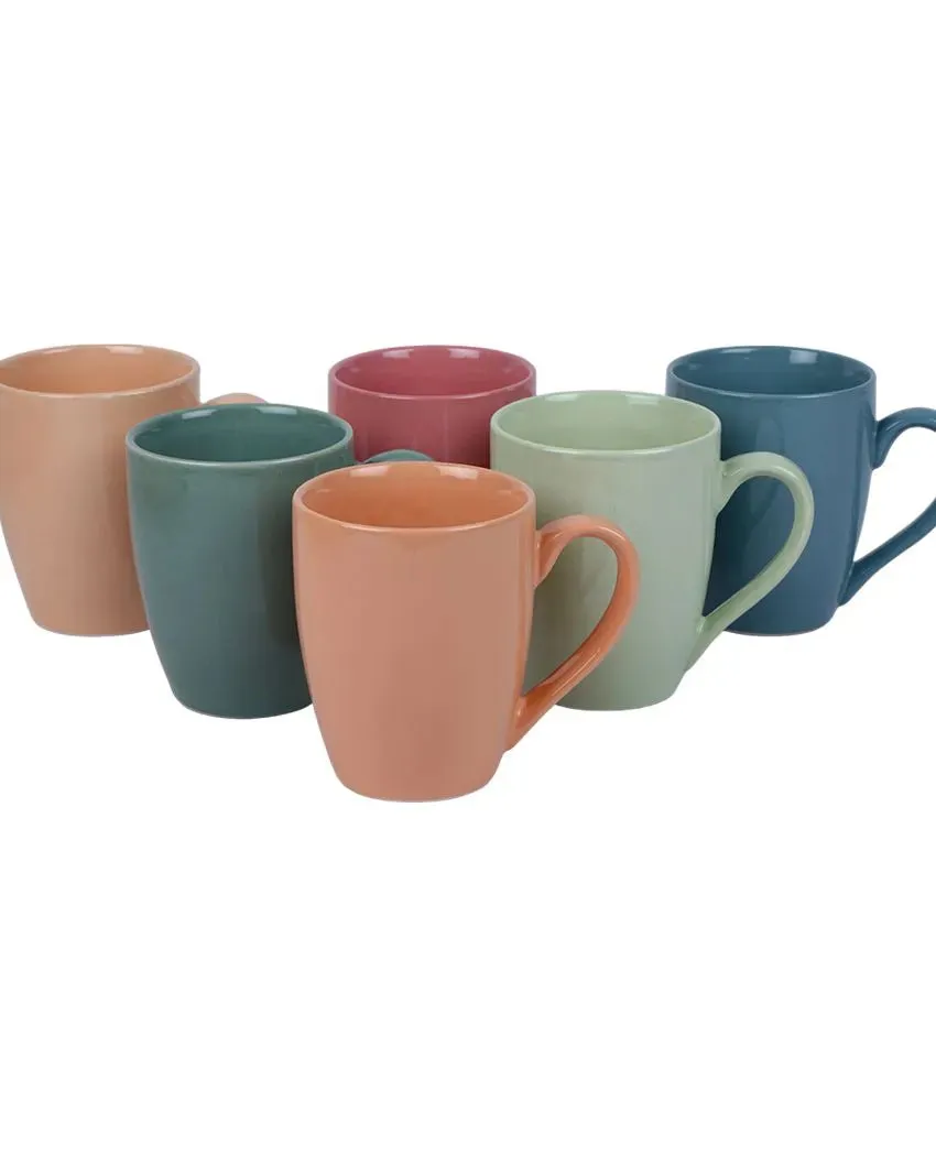 Coffee Ceramic Milk Mugs | Set Of 6 | 300 Ml