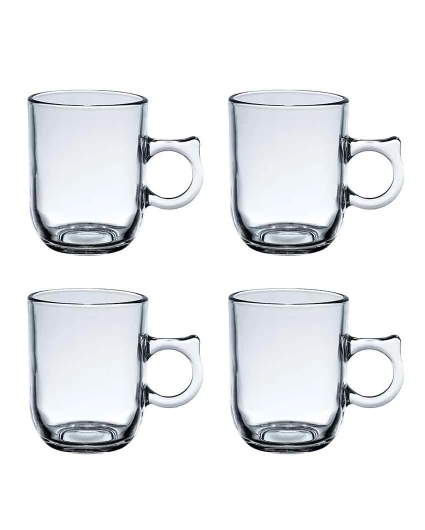 Conical Shaped Glass Tea & Coffee Mugs | Set Of 6 | 200 ML