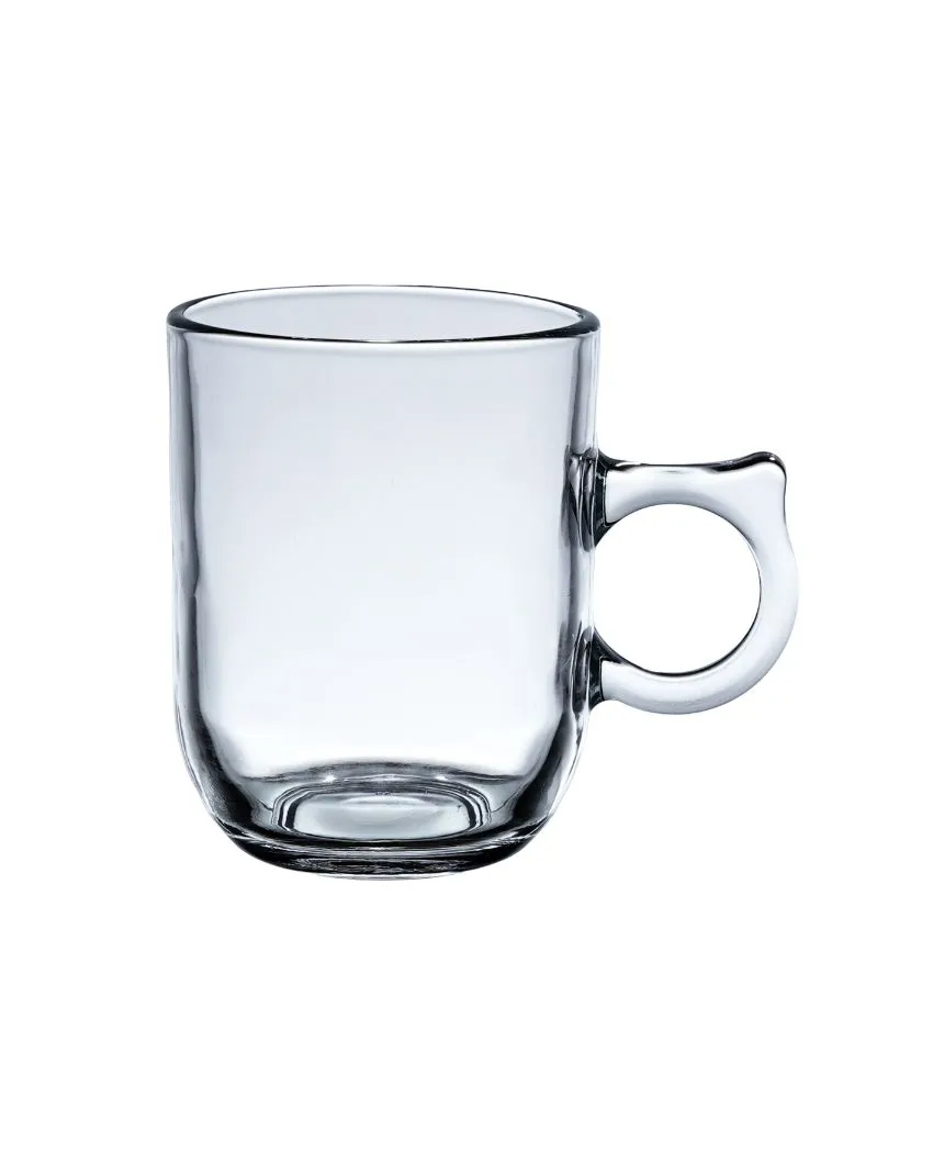 Conical Shaped Glass Tea & Coffee Mugs | Set Of 6 | 200 ML