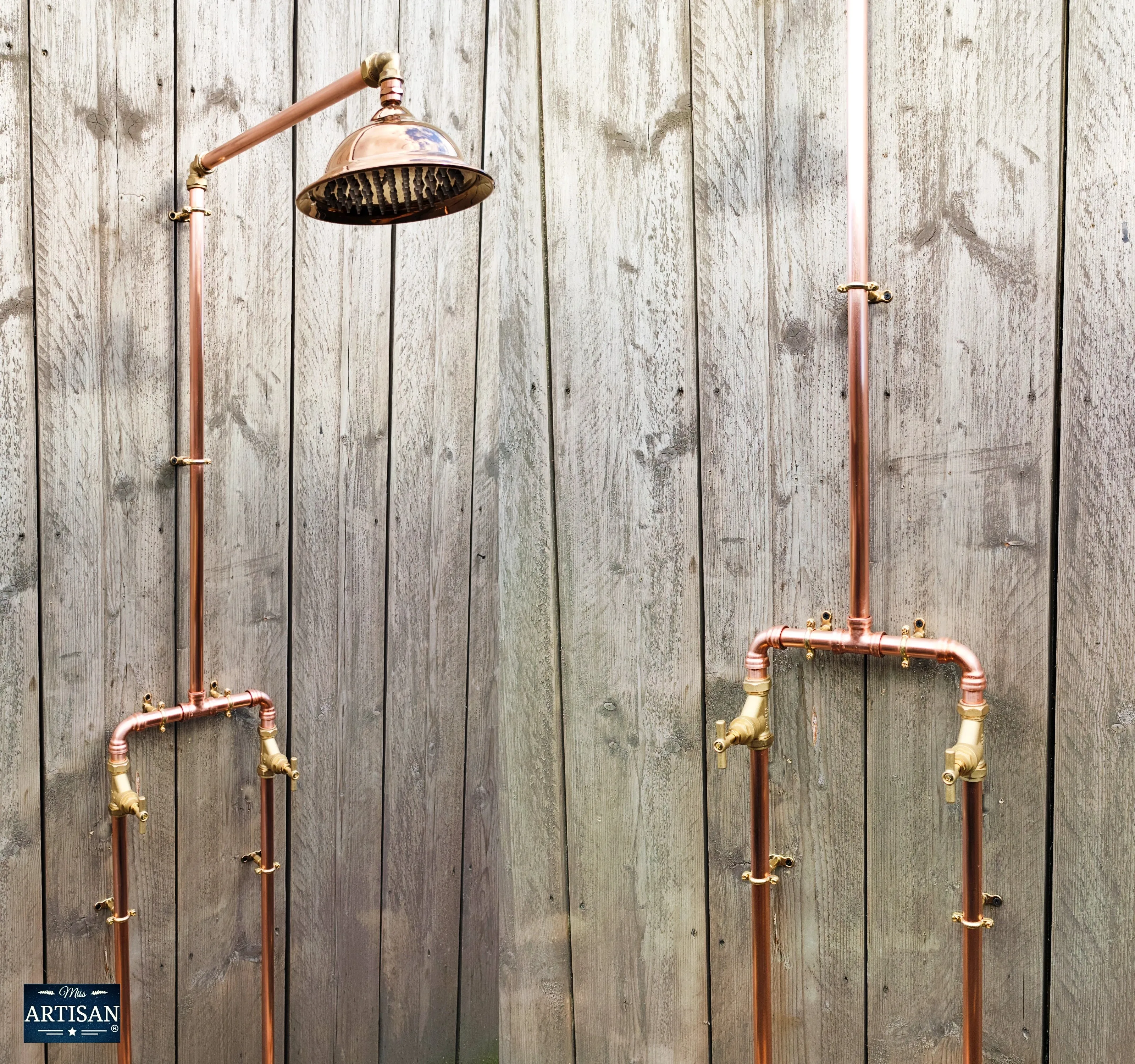 Copper Pipe Rainfall Shower With Down Pipes