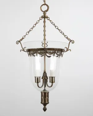 Dark Brass and Glass Bell Jar Hanging Lantern