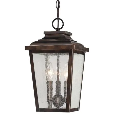 Dark Bronze Ceiling Lantern With Textured Murano Glass Panels