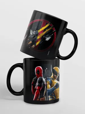 Deadpool Wolverine 3D Black Ceramic Coffee Mug