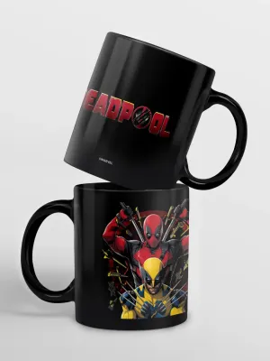 Deadpool Wolverine Bull's Eye 3D Black Ceramic Coffee Mug