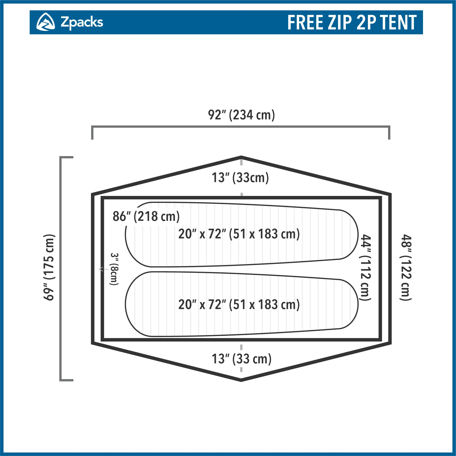 Free Zip 2P Freestanding Tent