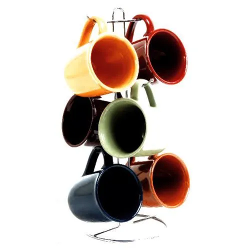 Gibson Home Cafe Amaretto 7 -Piece Mug Set With Wire Rack