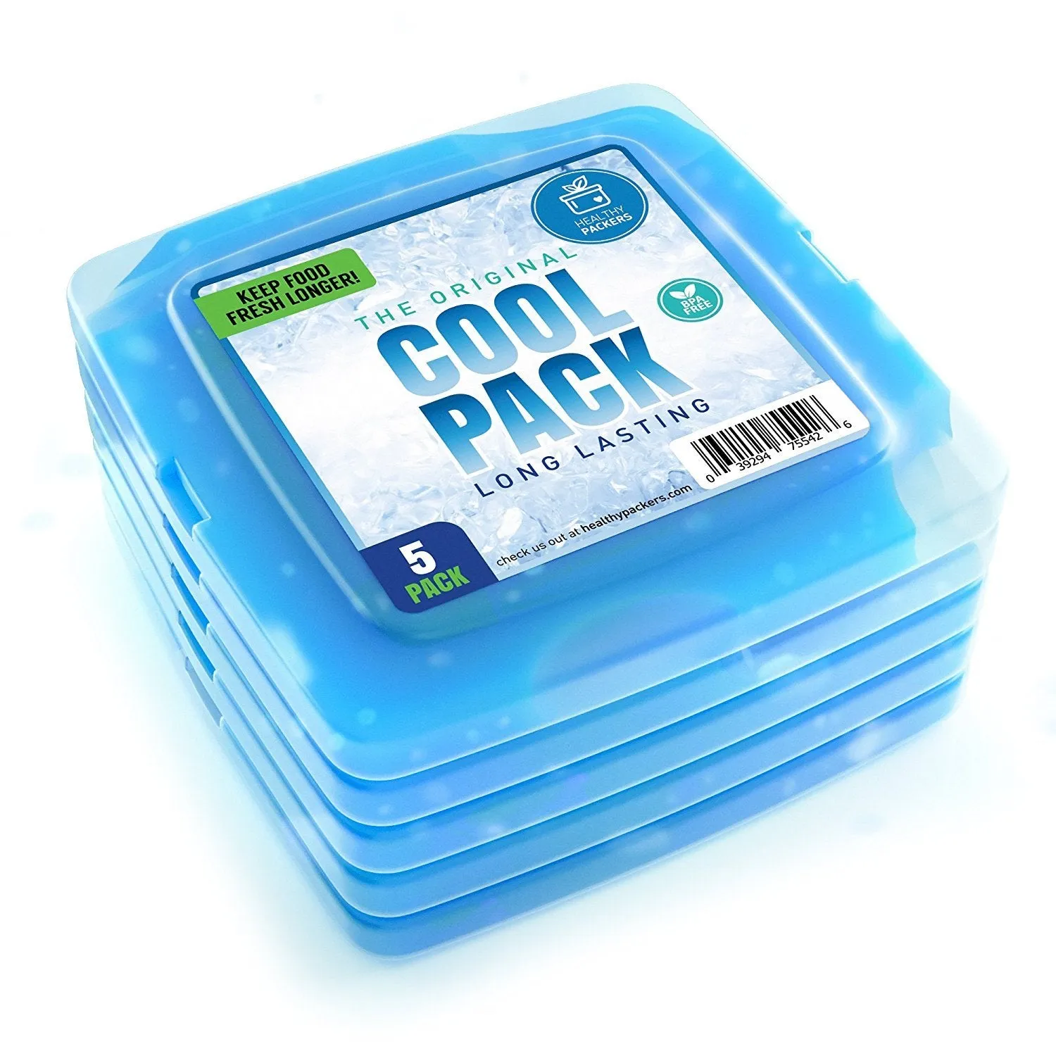 Healthy Packers Blue Gel Slim Long-Lasting Ice Packs for Lunch Box or Cooler Bag (5 pack)