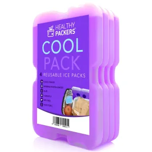 Healthy Packers Purple Gel Slim Long-Lasting Ice Packs for Lunch Box or Cooler Bag (set of 4)