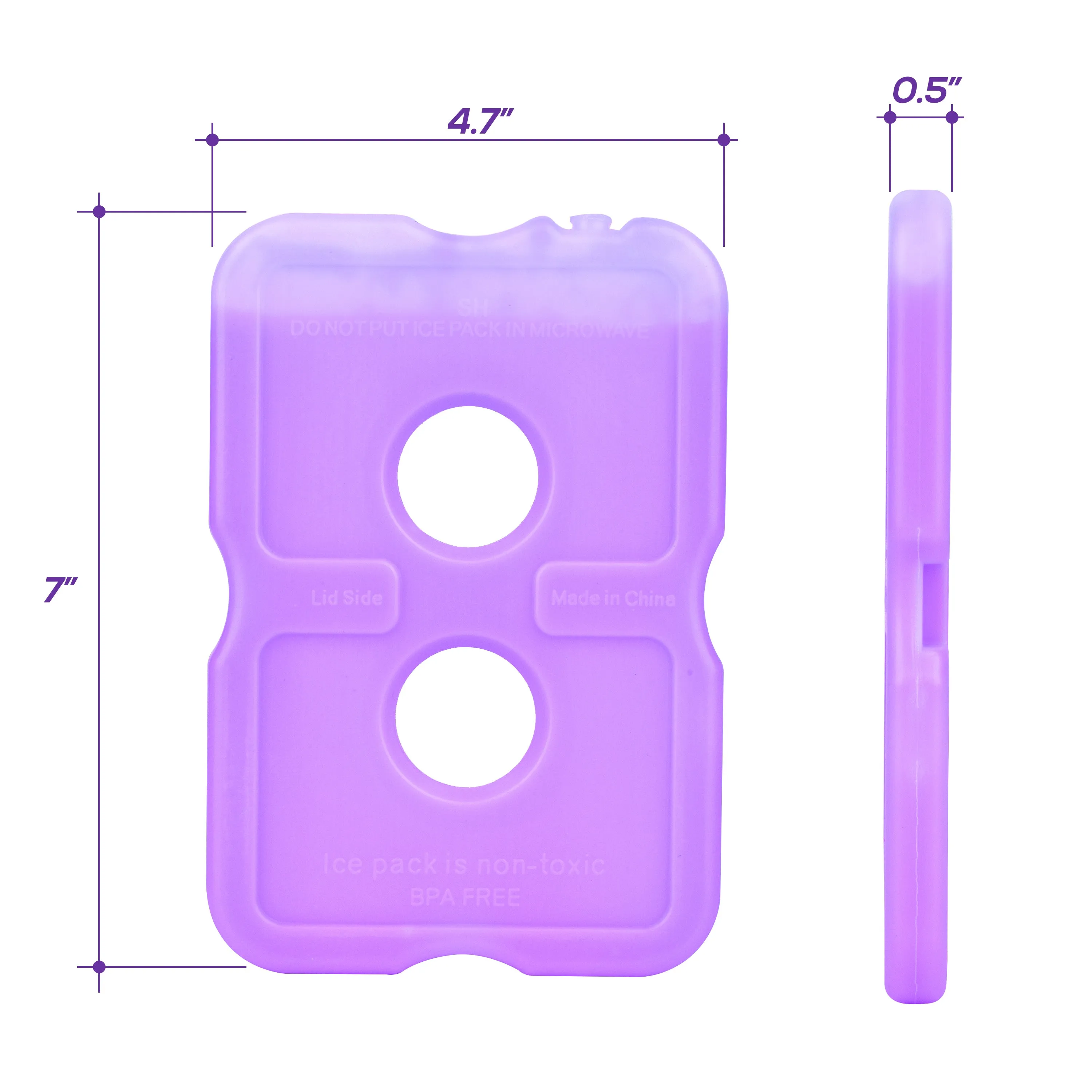 Healthy Packers Purple Gel Slim Long-Lasting Ice Packs for Lunch Box or Cooler Bag (set of 4)