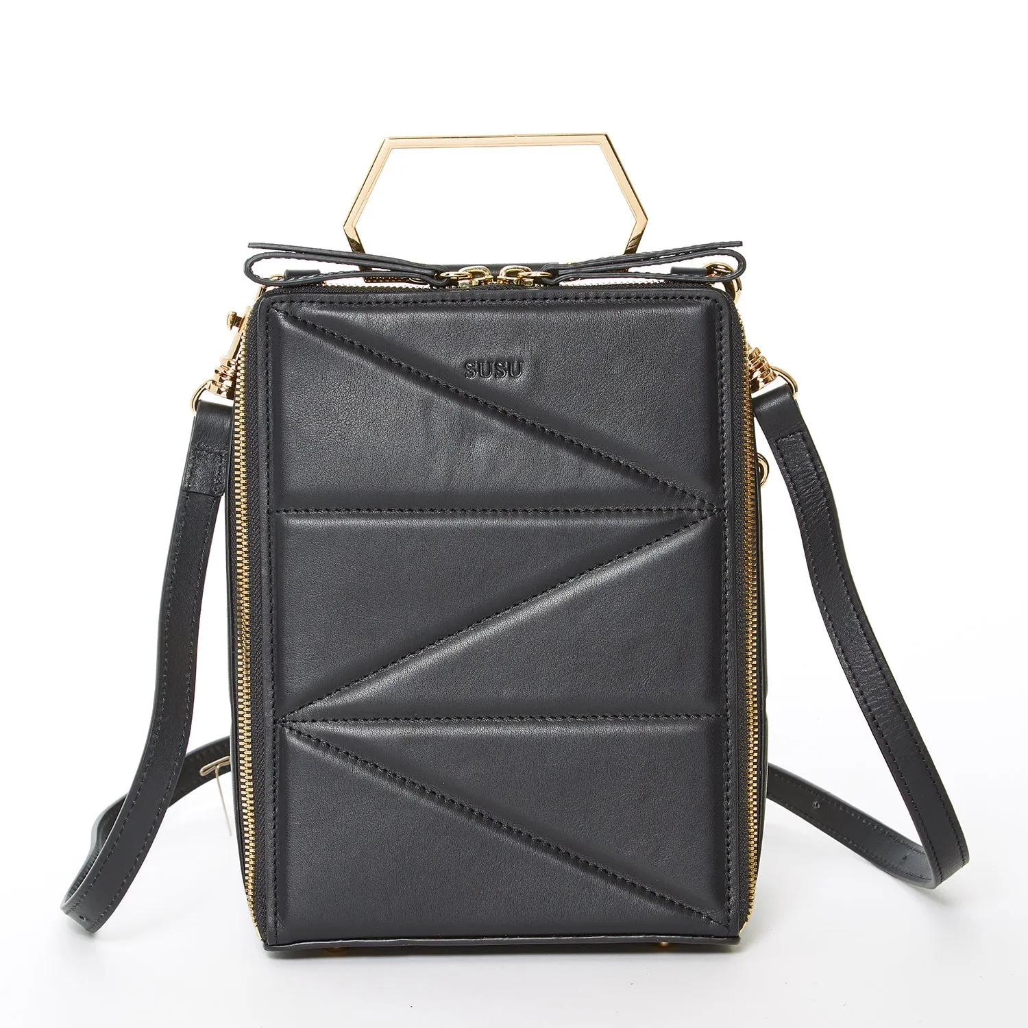 Heidi Black Leather Backpack Purse