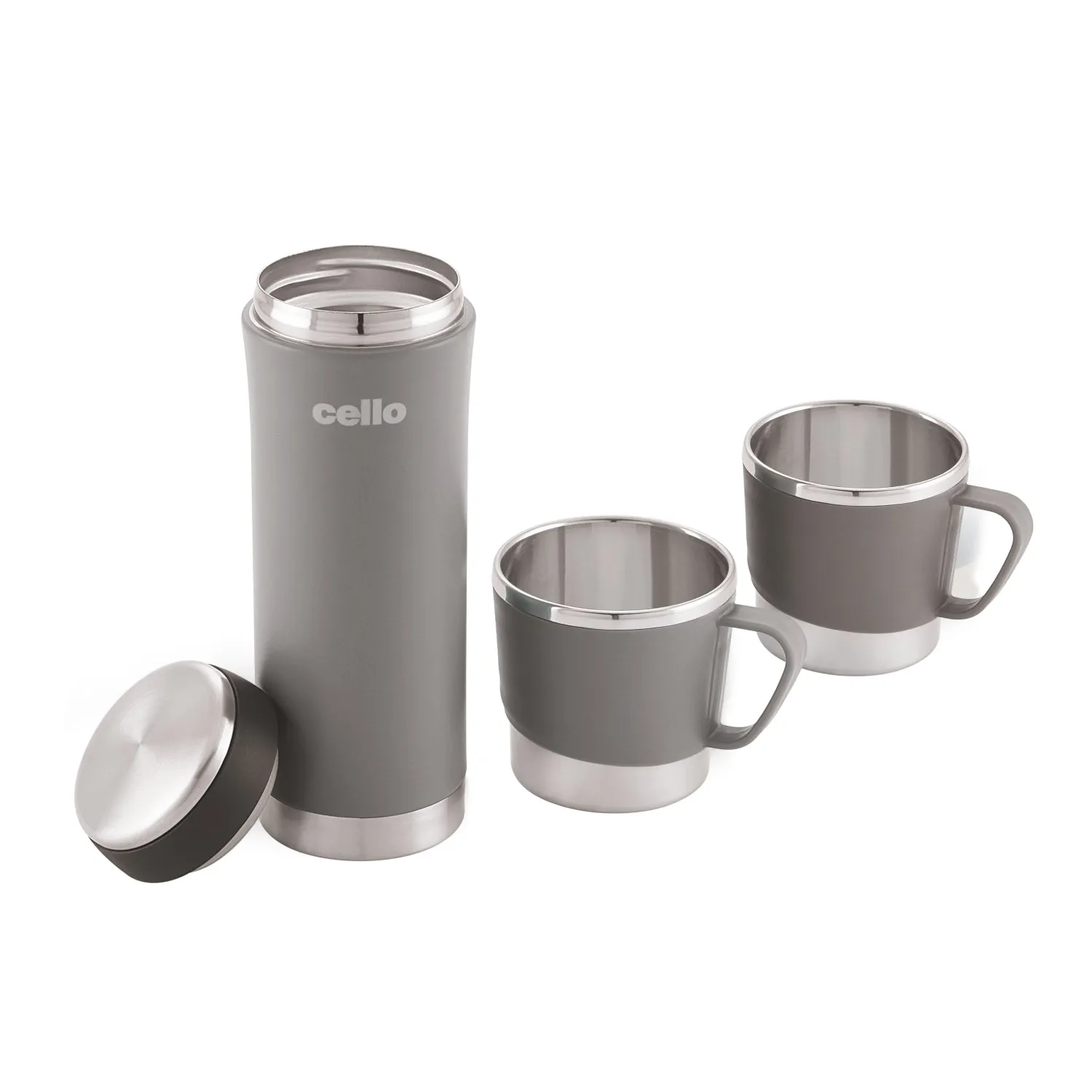 My Cup Vacusteel Flask with Mugs Gift Set, 3 Pieces