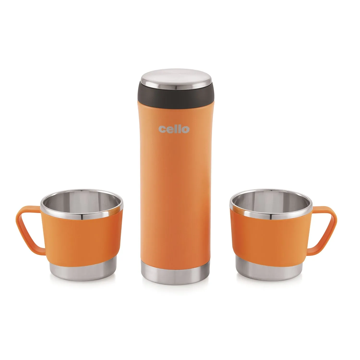 My Cup Vacusteel Flask with Mugs Gift Set, 3 Pieces