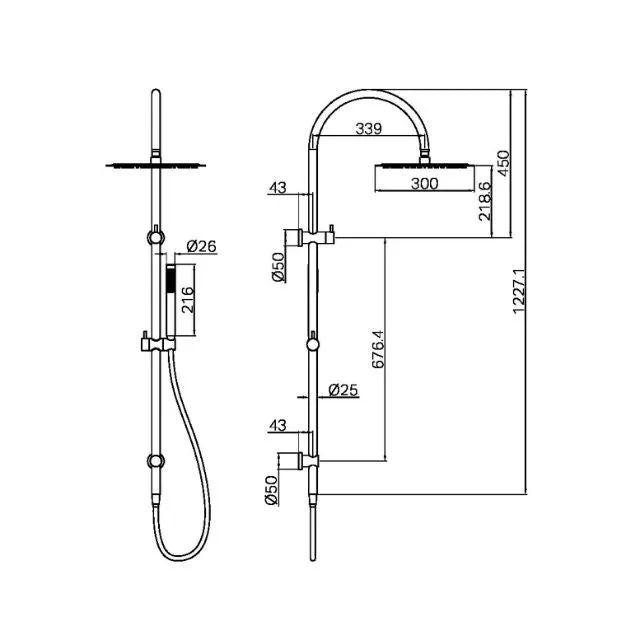 Nero Zen SS316L Twin Shower With Outdoor Shower Hose Graphite