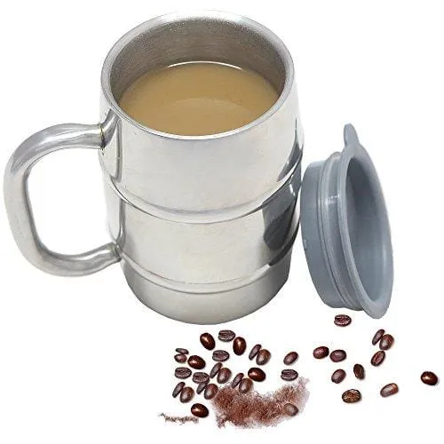 Nuvantee Beer Mug - Premium Stainless Steel Mug/Coffee Cup with Bonus Lid, Silver