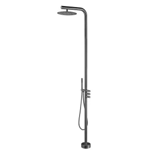 Outdoor Shower with 12" Shower Head and Hand Shower Gun Gray JK0182