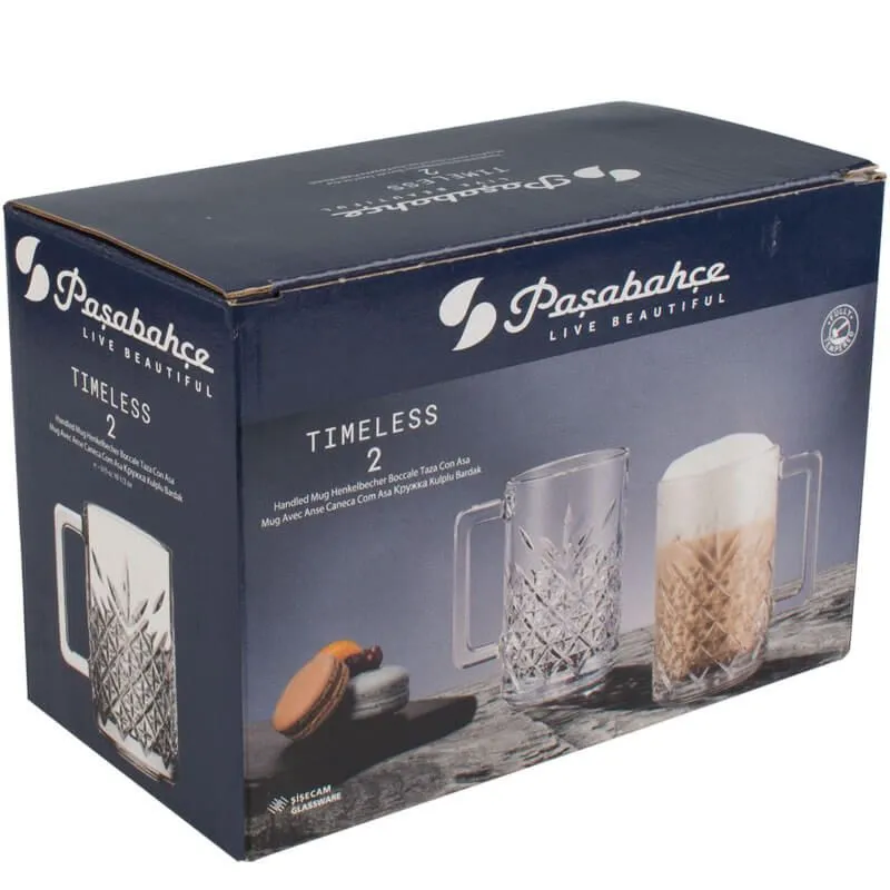 Pasabahce Timeless Handelded Cafè Latte Coffee Mug 315ml 2pcs