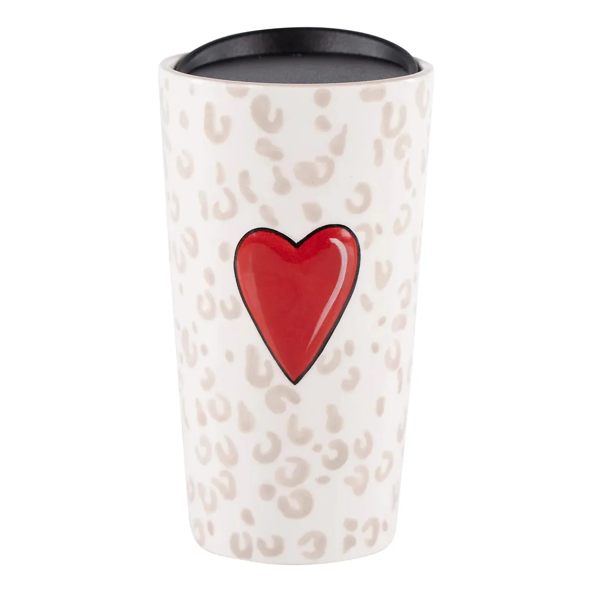 Red Heart Cheetah Travel Mug