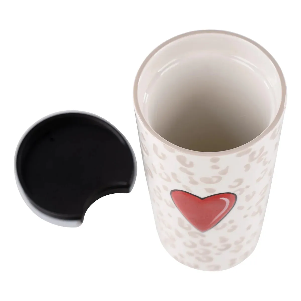 Red Heart Cheetah Travel Mug