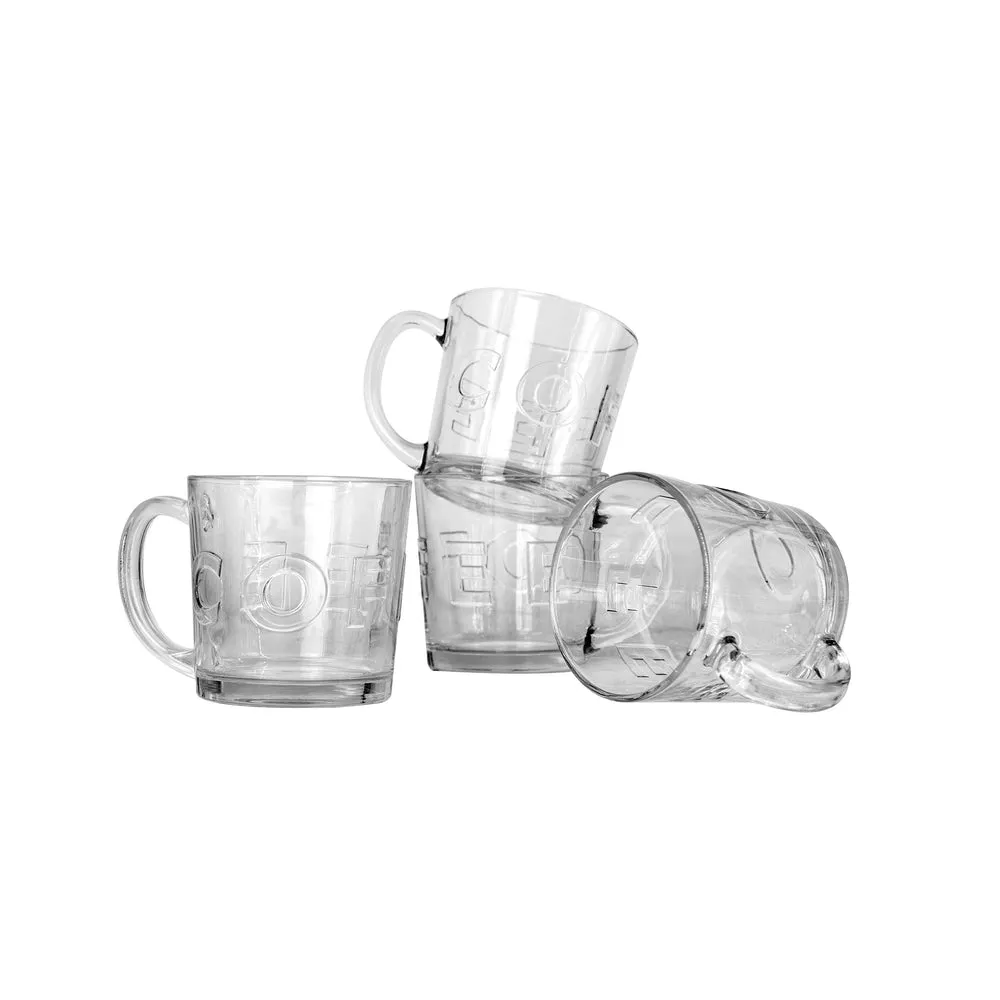 Regent Glass Coffee Mug 380ml Embossed 4pack 10726