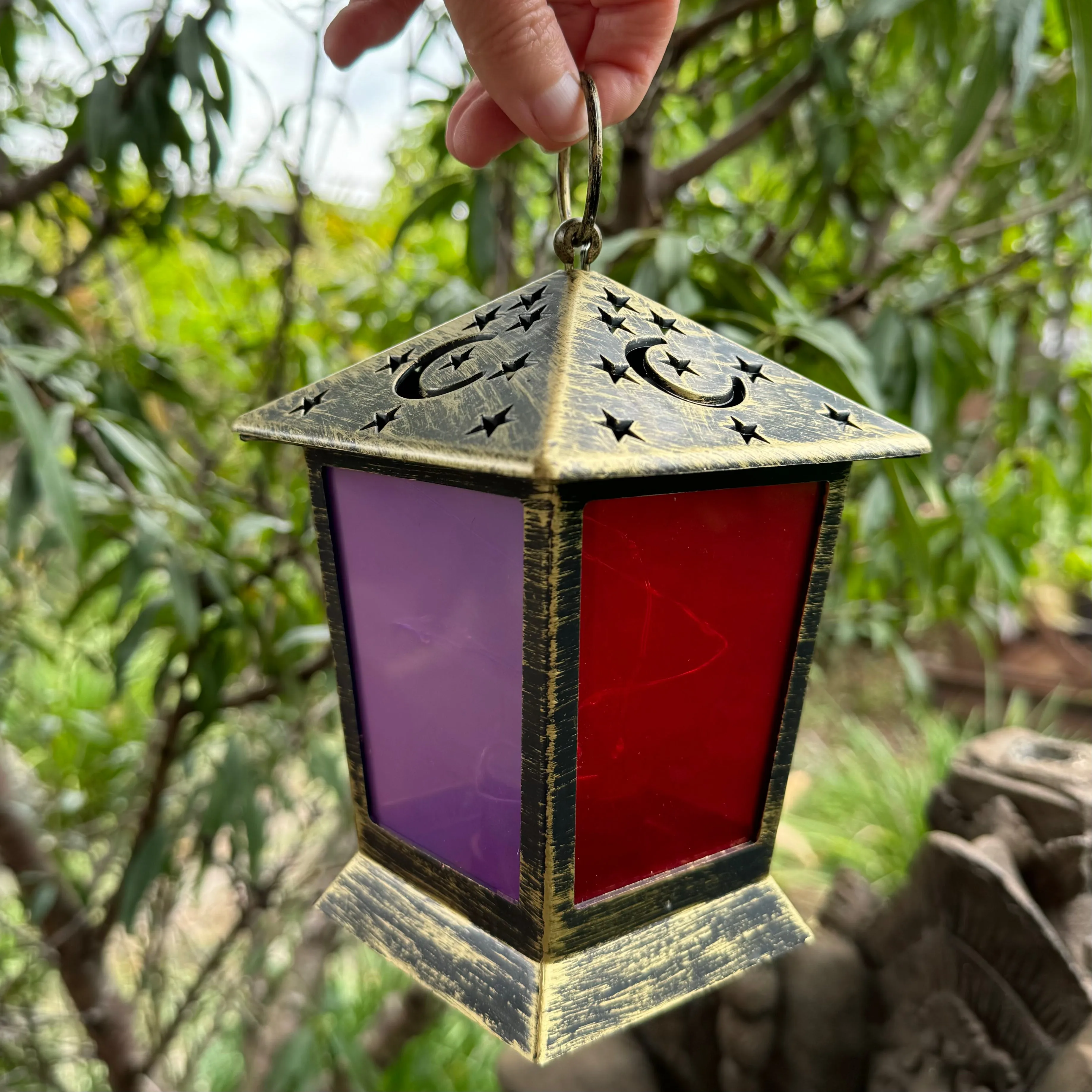 SALE - Moroccan Star and Moon LED lantern with fairy lights (batteries incl)