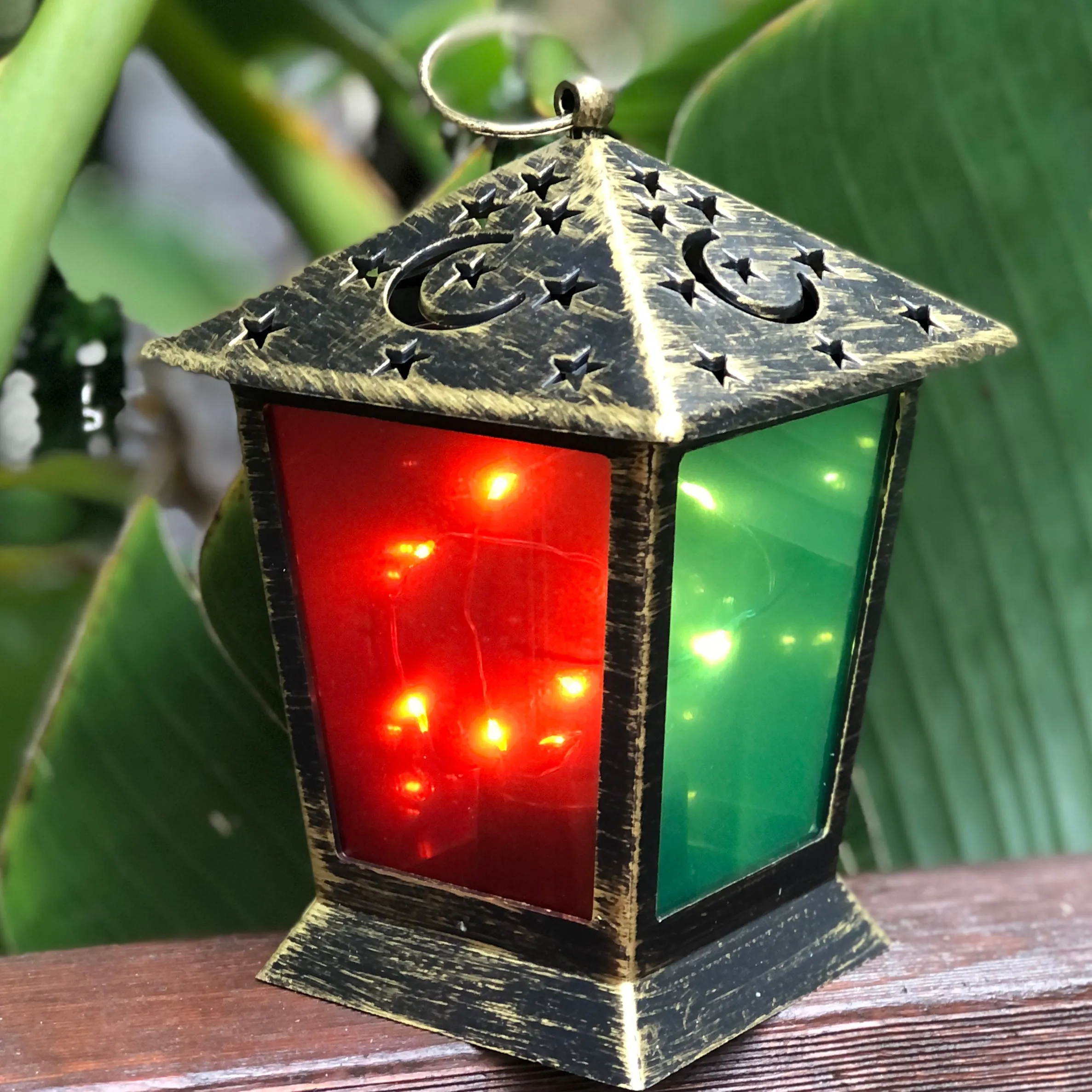 SALE - Moroccan Star and Moon LED lantern with fairy lights (batteries incl)