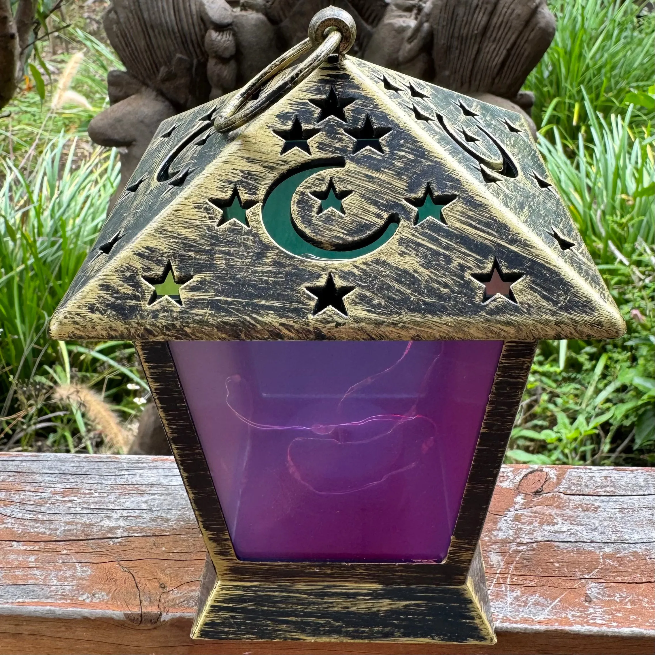 SALE - Moroccan Star and Moon LED lantern with fairy lights (batteries incl)