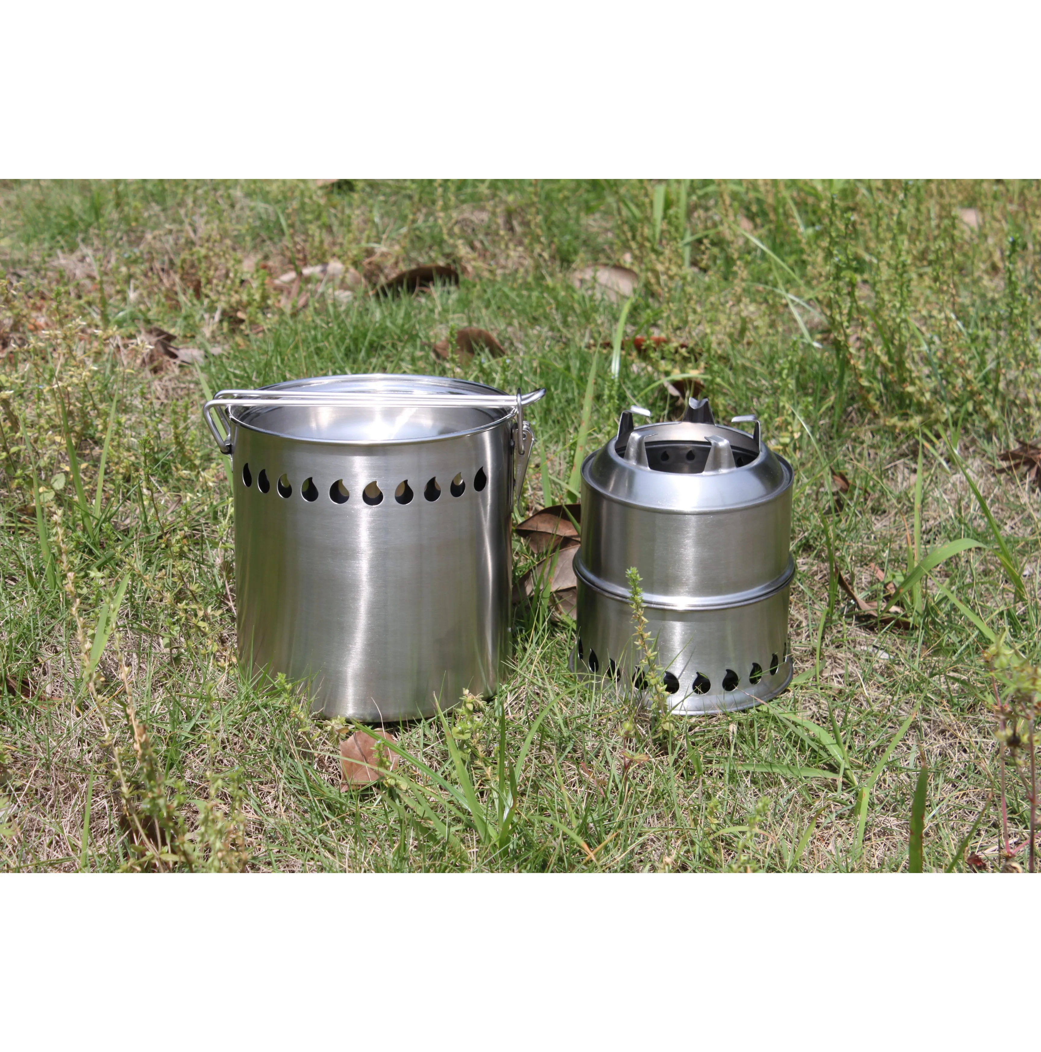 Scout Mini Dragon Pot For Wood Burning Camping Stove Stainless Steel SilverFire