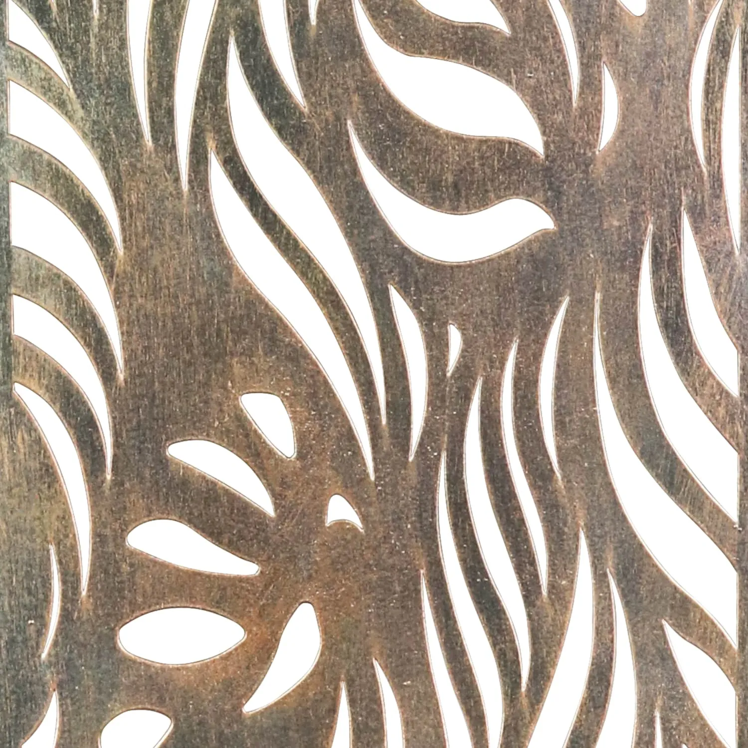 Solar Bronze Metal Filigree Wall Panel Art with Leaf Pattern, 8 x 33 Inches