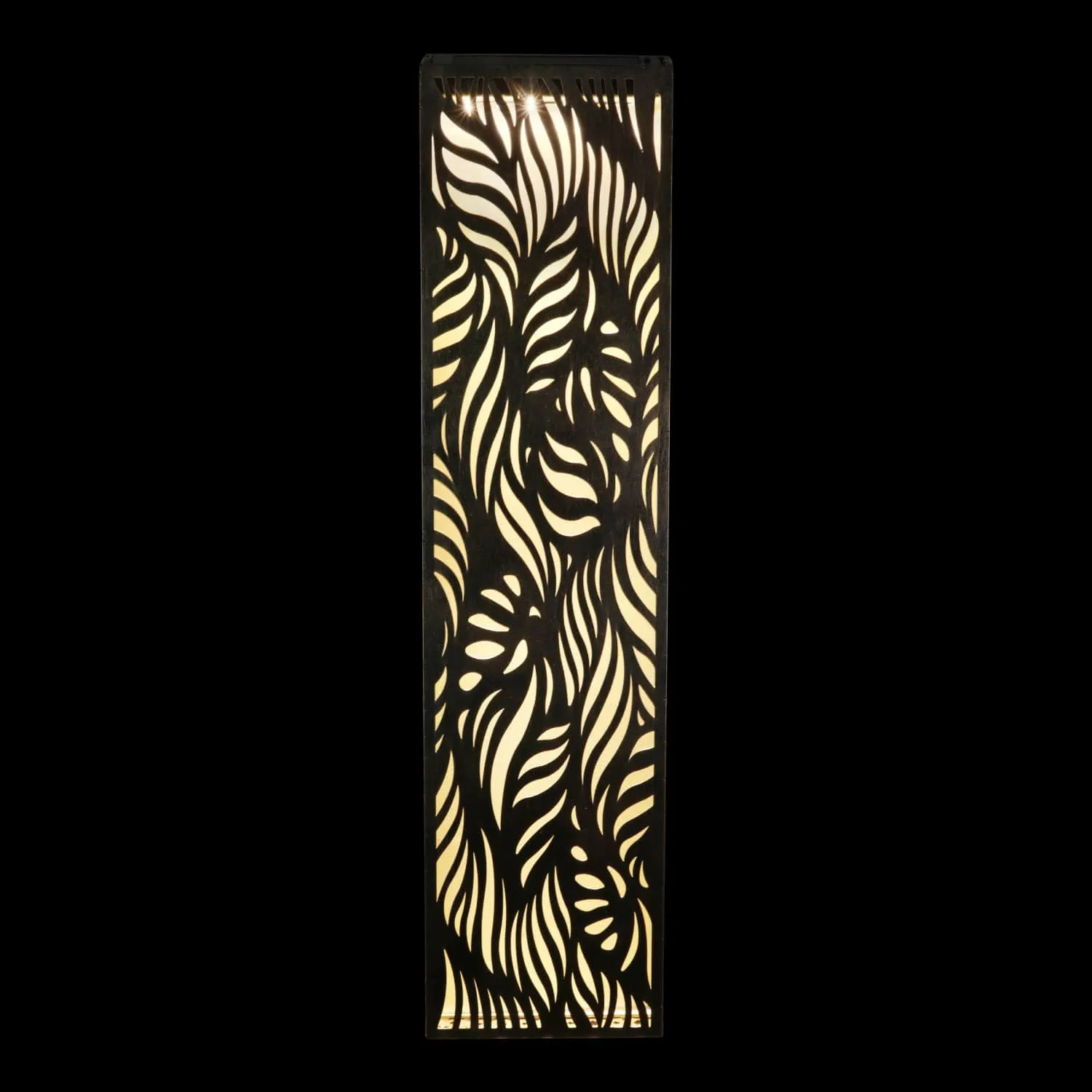 Solar Bronze Metal Filigree Wall Panel Art with Leaf Pattern, 8 x 33 Inches