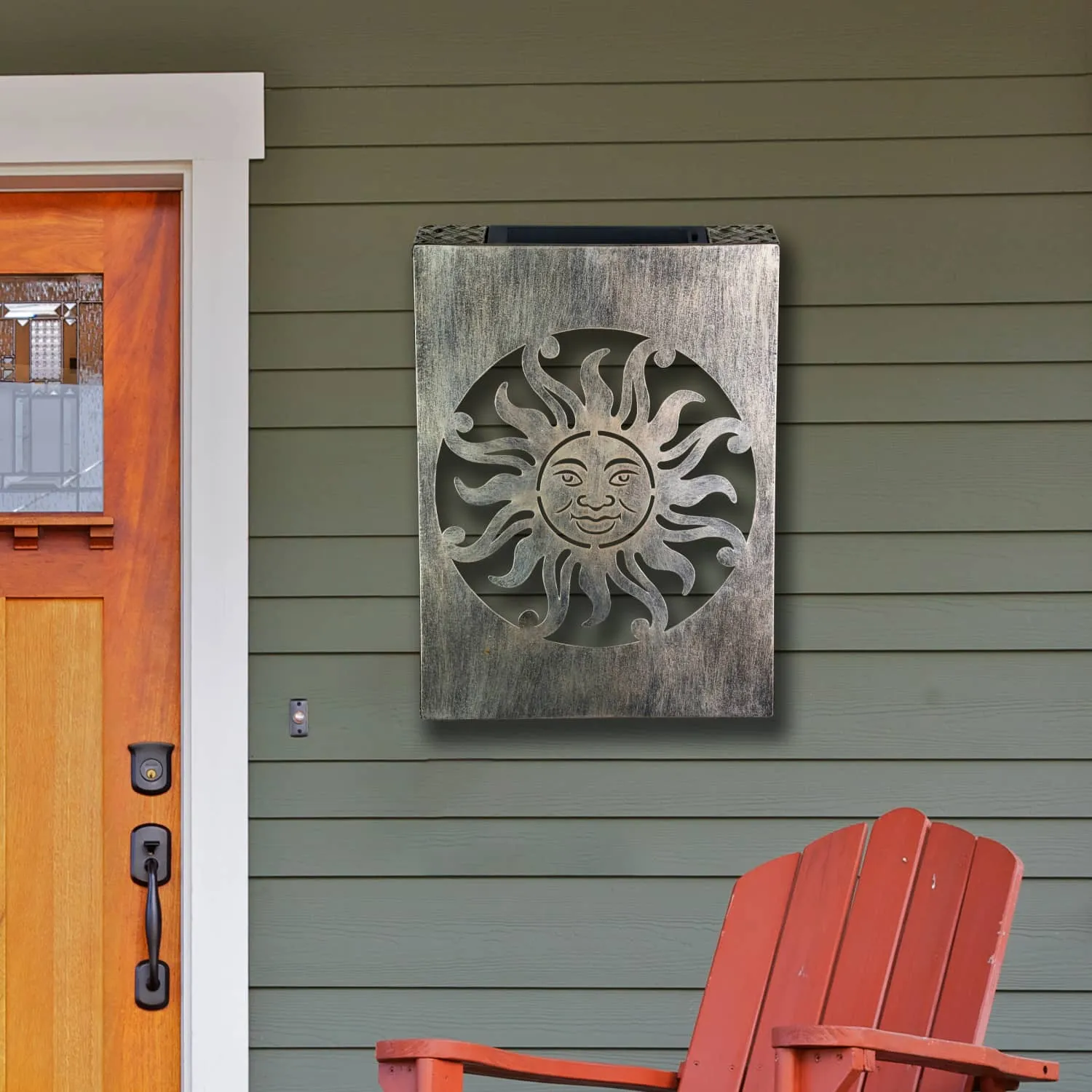 Solar Bronze Stamped Metal Sun Wall Art, 12 by 17 Inches