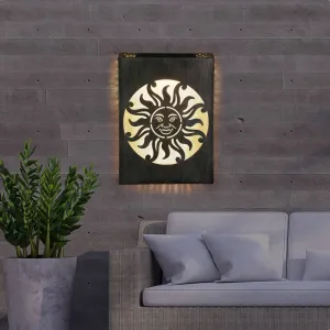 Solar Bronze Stamped Metal Sun Wall Art, 12 by 17 Inches