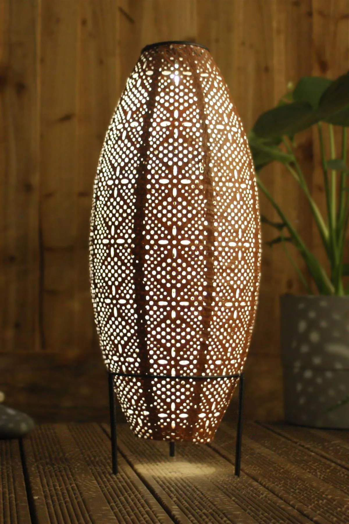 Solar Lantern - LED Outdoor Hanging & Table Light - Sold Individually - Brown Oval