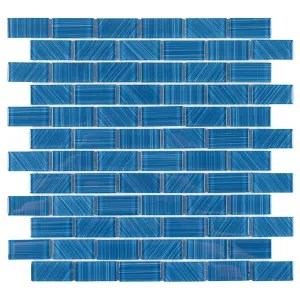 Striped Turquoise, 1" x 2" - Glass Tile