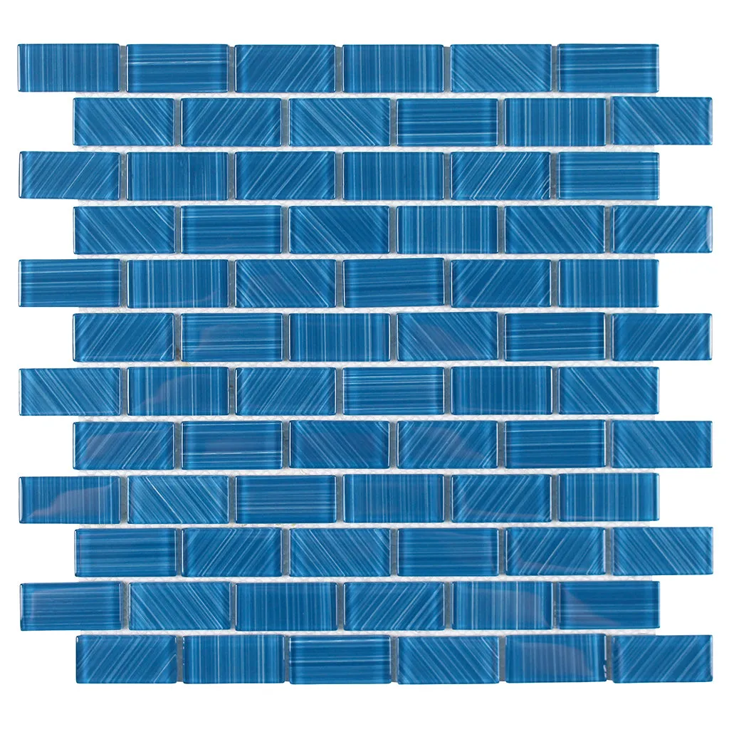 Striped Turquoise, 1" x 2" - Glass Tile