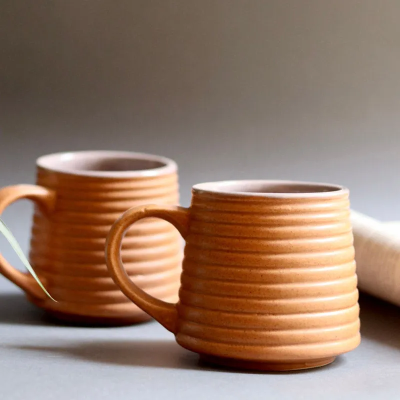 Venia Rust Ceramic Mug (220 ML) - Set of Two