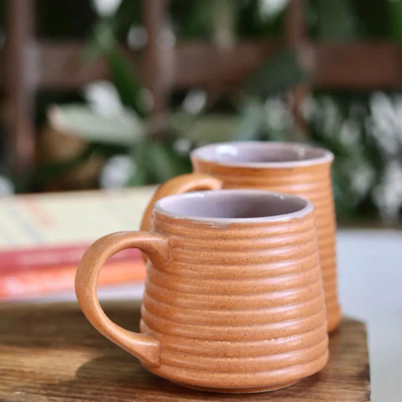 Venia Rust Ceramic Mug (220 ML) - Set of Two