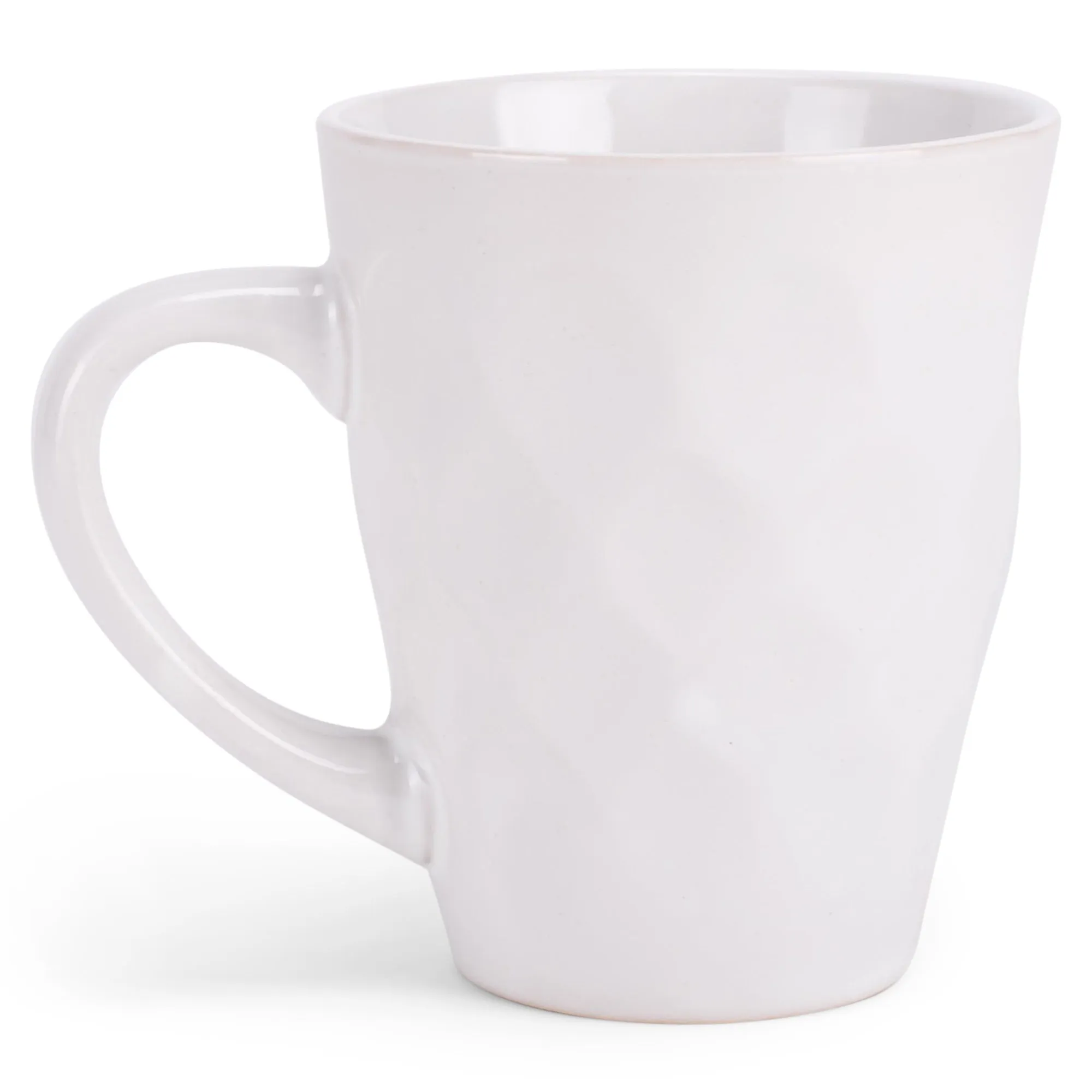 White 12 Ounce Dimpled Glossy Ceramic Set of 4 Mug Set Set