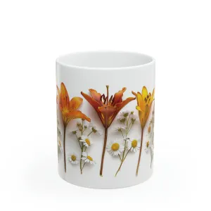 Wildflower Mug, Lily Daisy Flower Mug, Boho Flower Tea Cup, Mother Day Gift, Flower Lover, Botanical Coffee Mug, Cottagecore Mug, Floral Mug